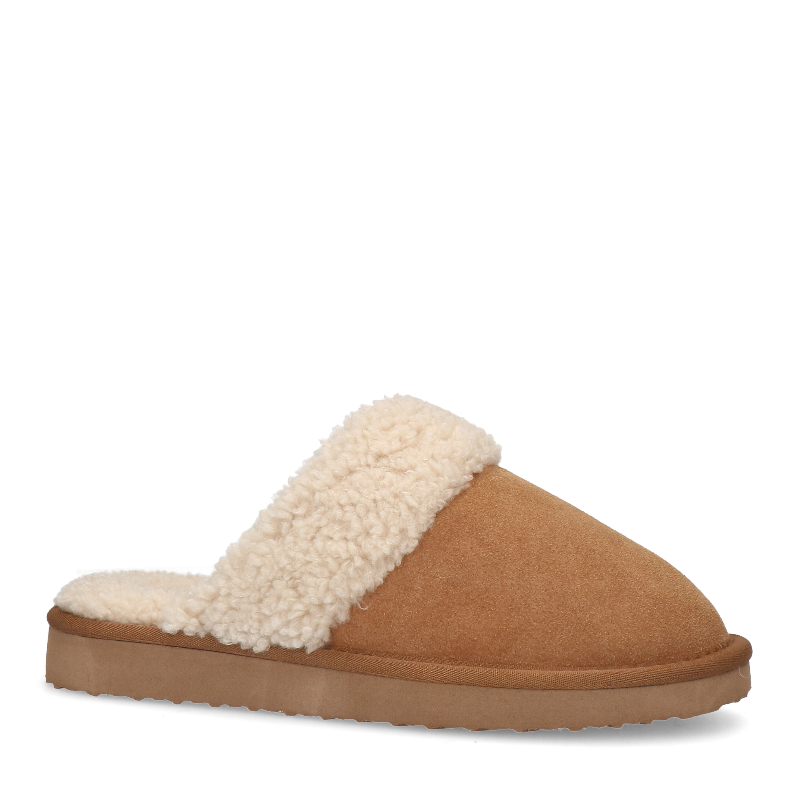 Cognac su de pantoffels met imitatiewol Pantoffels Manfield