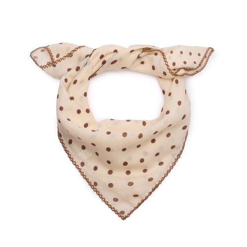 Beigefarbenes Tuch mit braunen Punkten