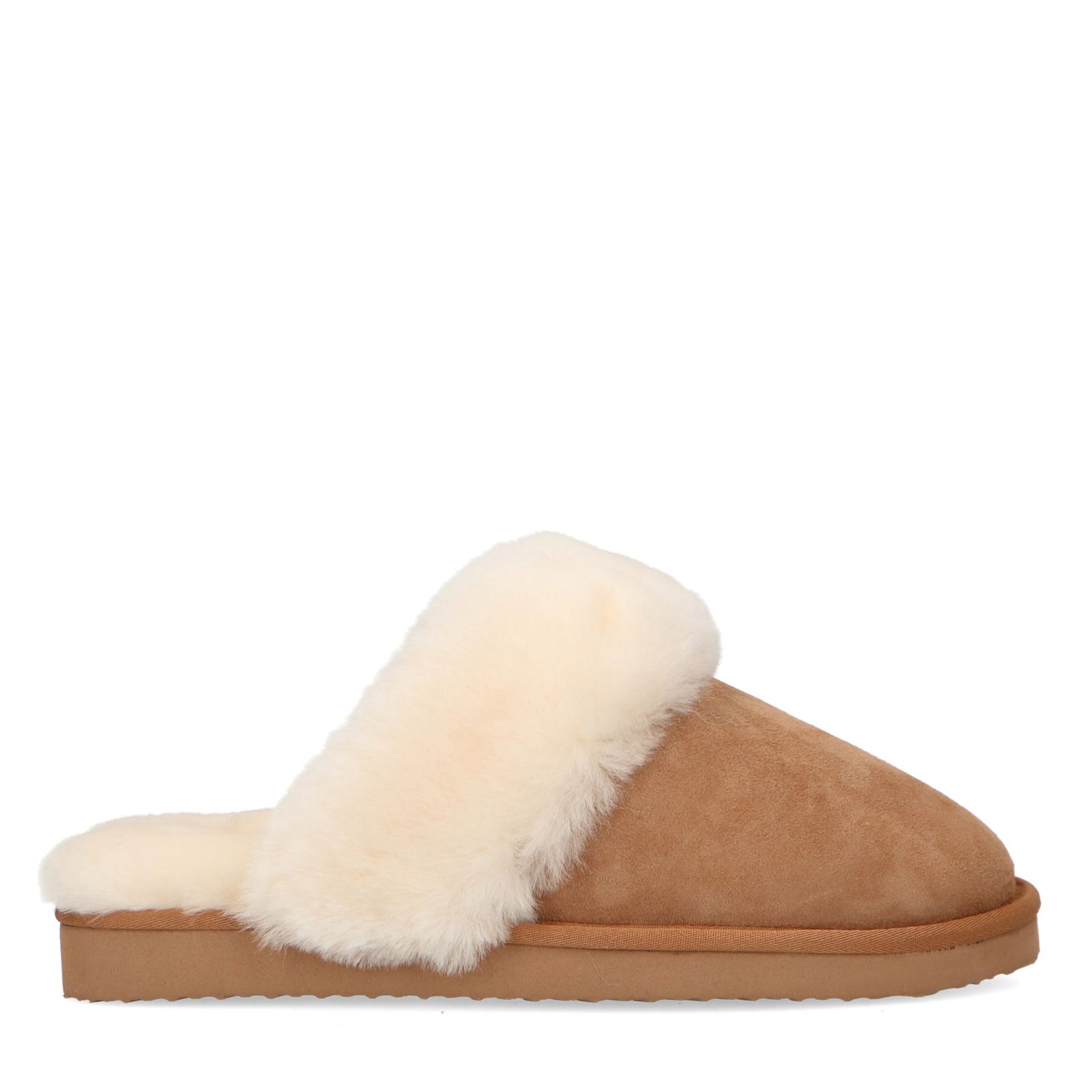 Cognacfarbene Woll-Pantoffeln