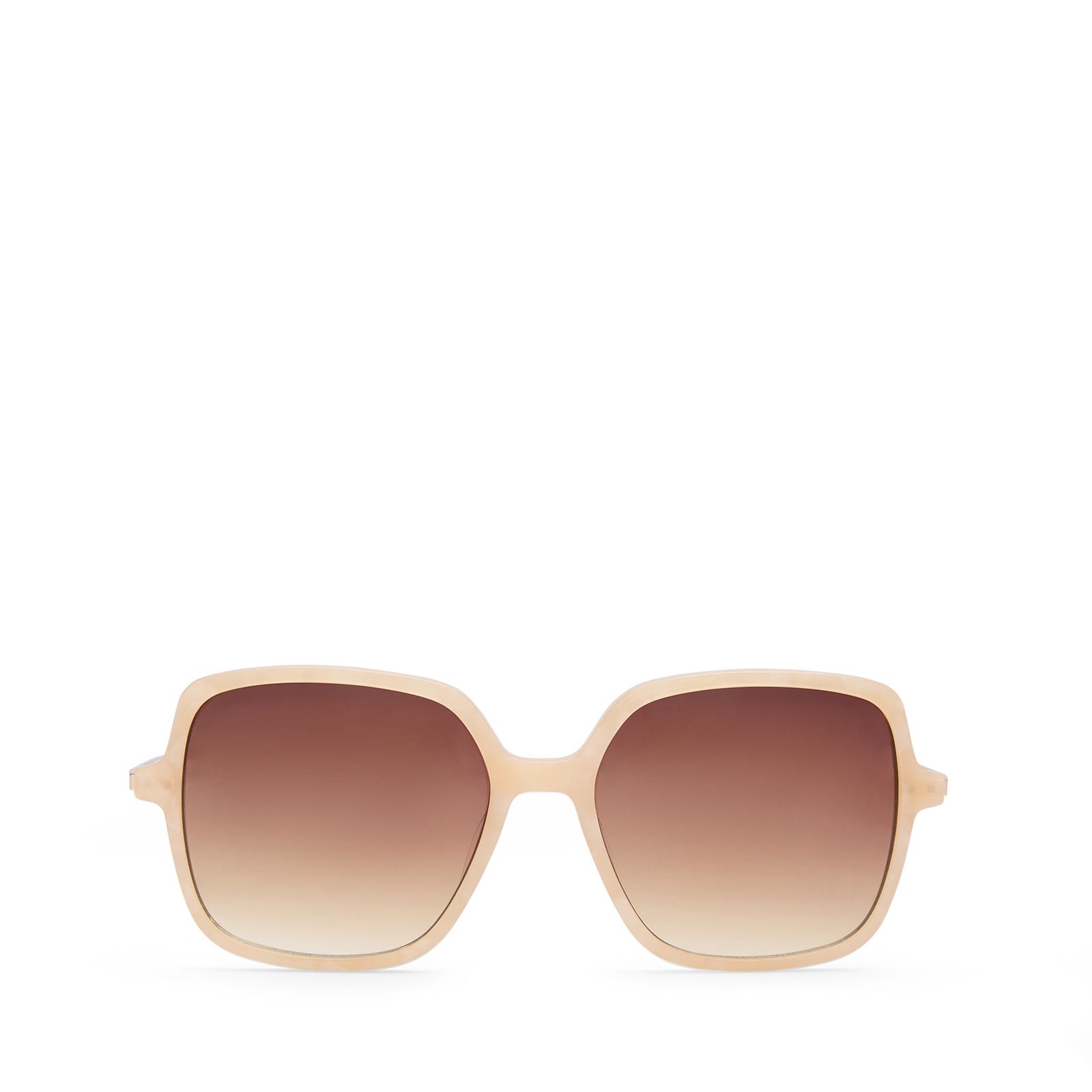 Beigefarbene Sonnenbrille mit dunklen Gläsern