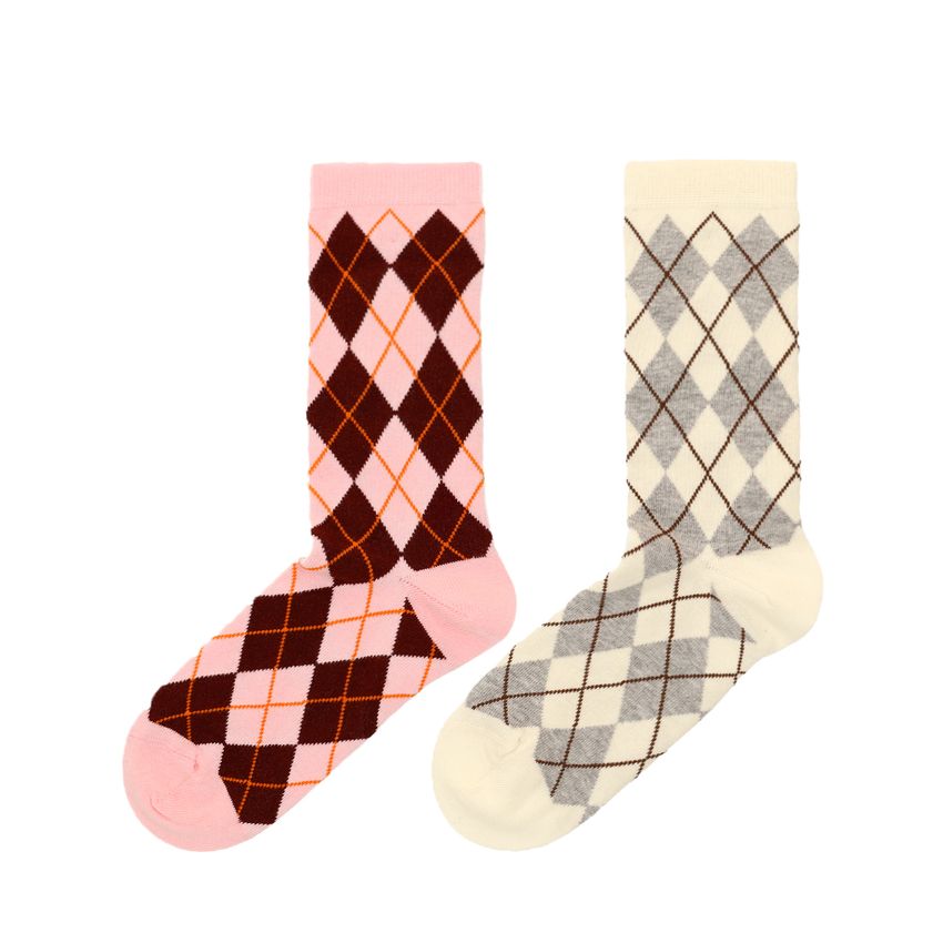 2-pack multicolor geruite sokken
