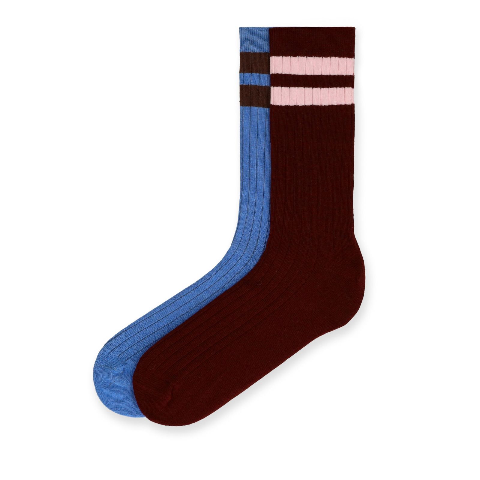 Blauw & Burgundy gestreepte 2-pack sokken