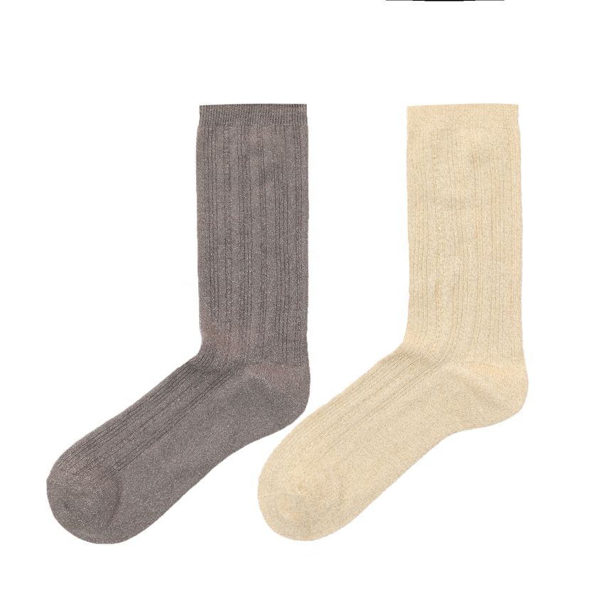 2-pack zilveren & gouden glitter sokken