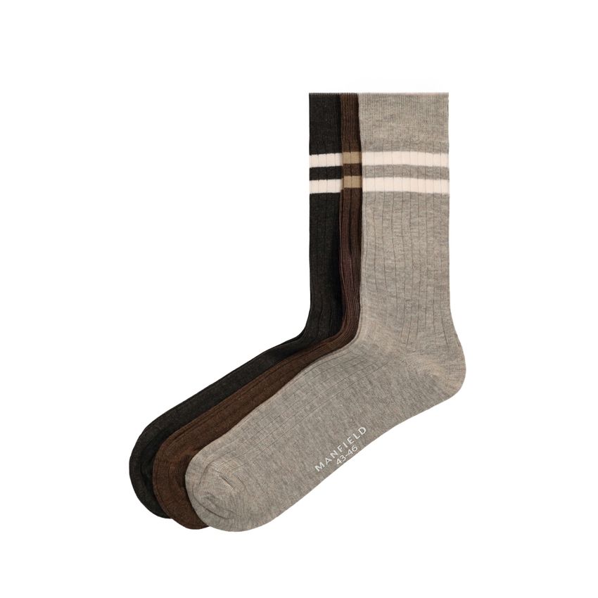 3er-Set gestreifte Socken
