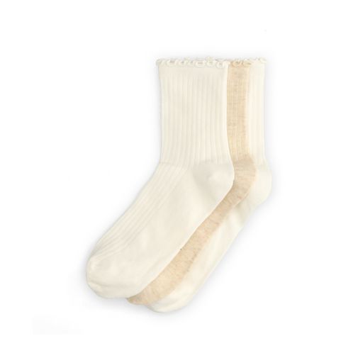 Beige 3-pack sokken met ribbel randje