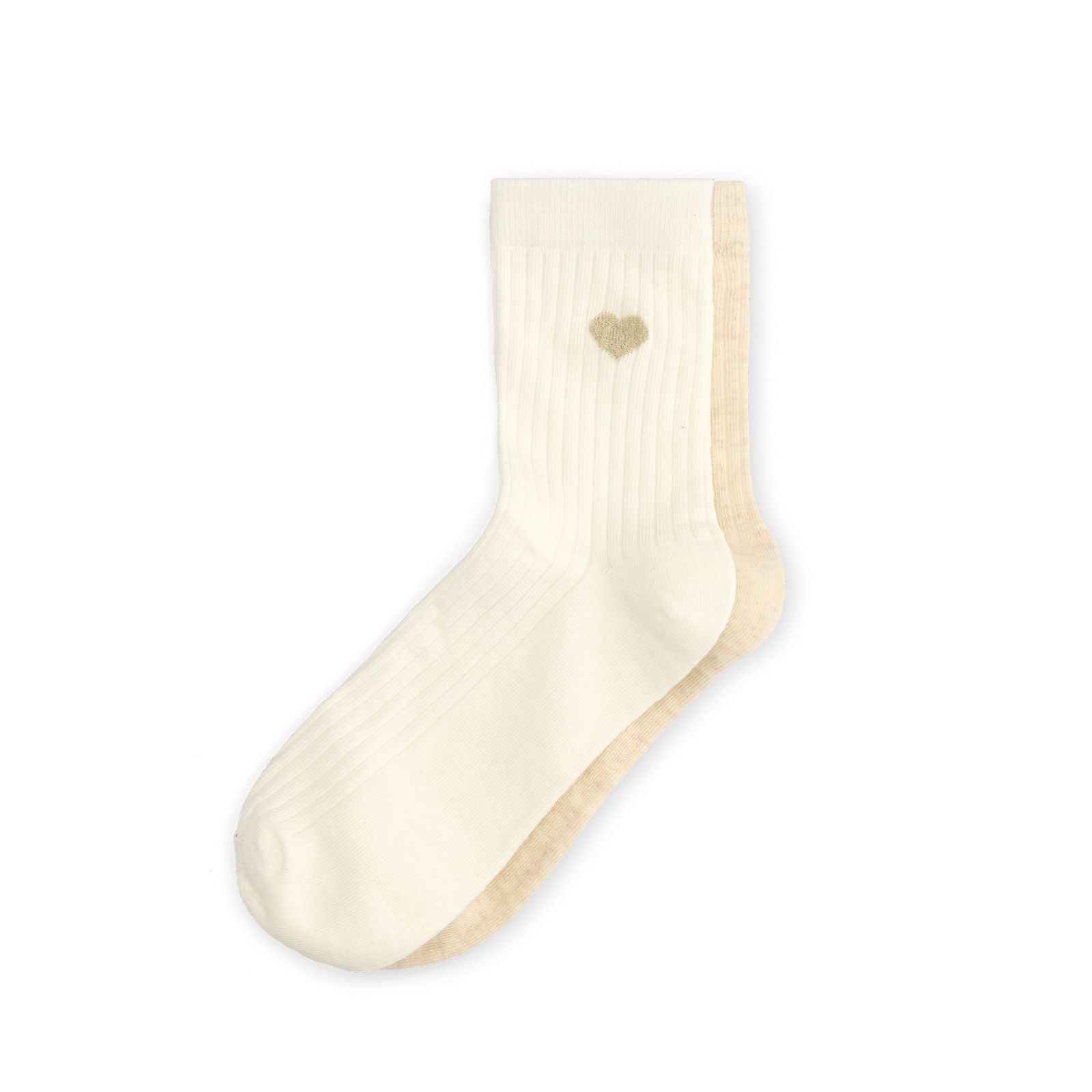 2er-Set beigefarbene Socken mit Herz
