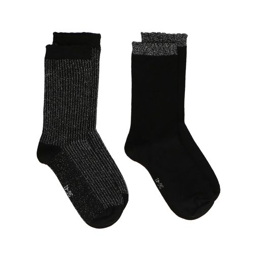 2er-Set schwarze Socken mit Lurex