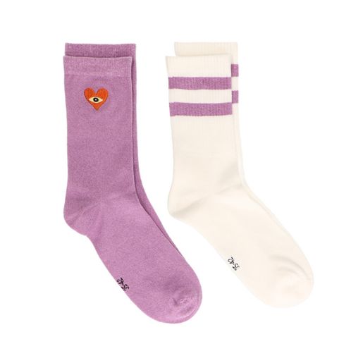 Set van 2 paar lila sokken met print