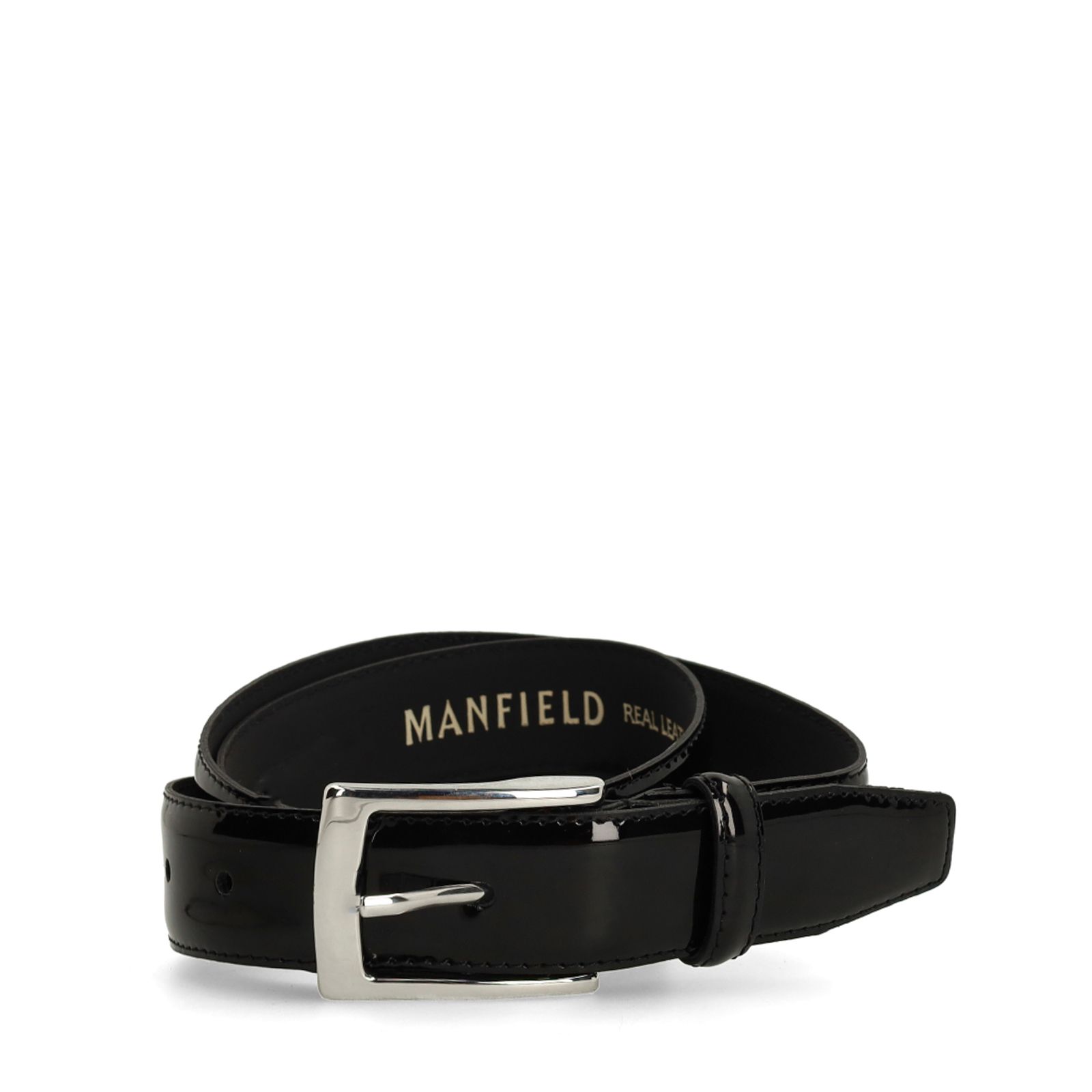 Zwarte lakleren riem