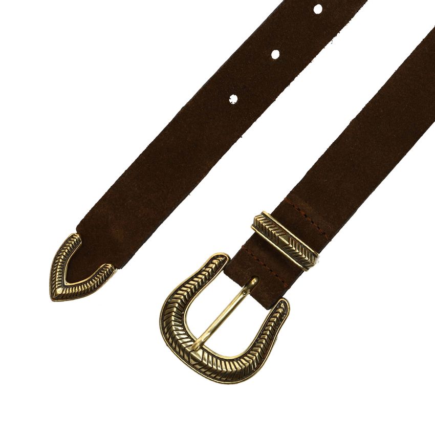 Dunkelbrauner Veloursleder-Gürtel