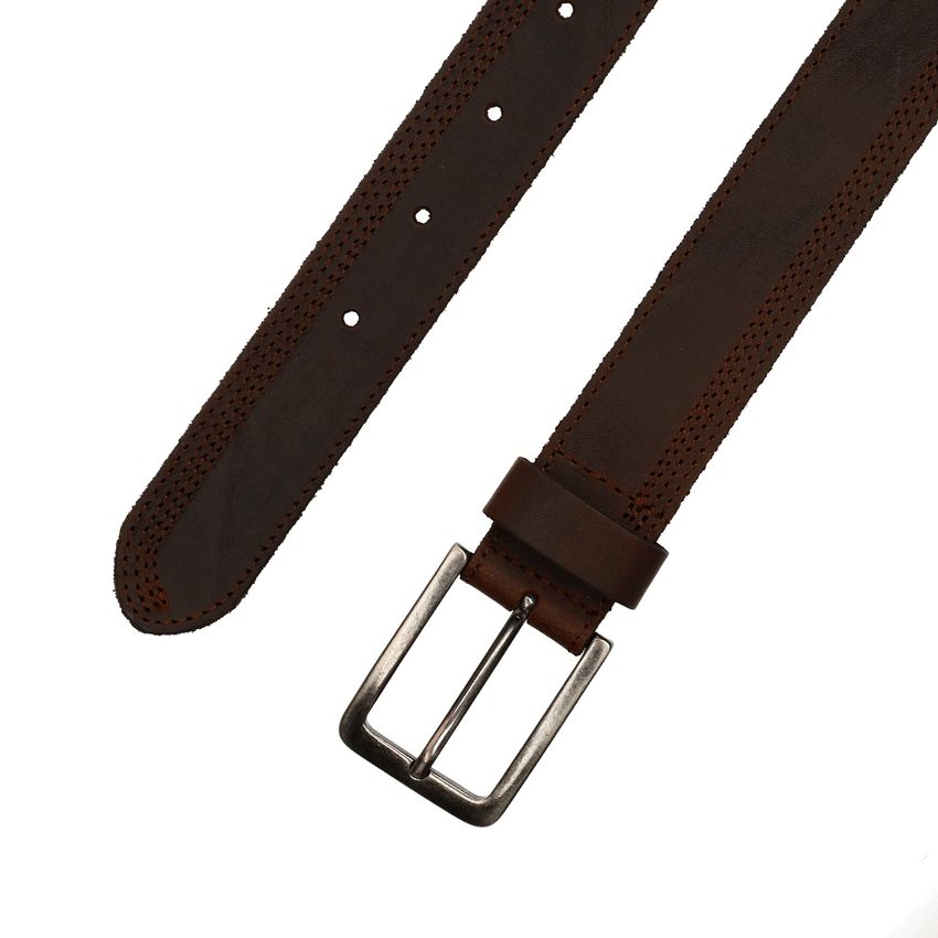 Donkerbruine leren riem