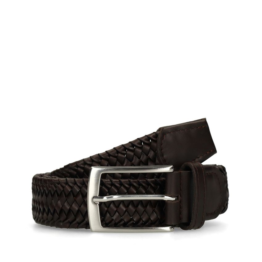 Bruine gevlochten leren riem