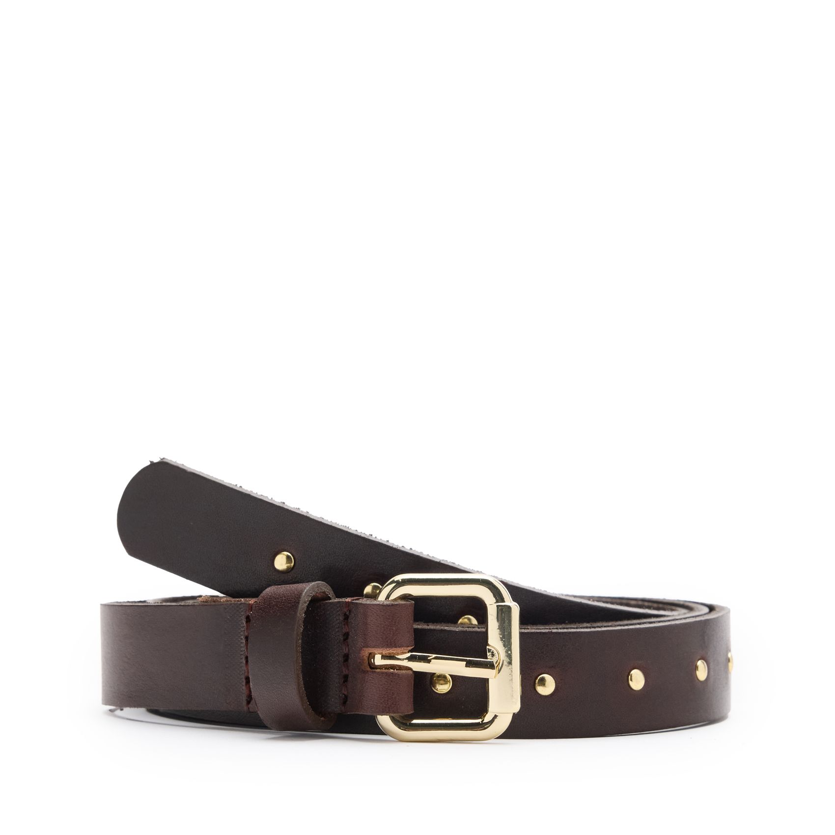 Donkerbruine leren riem