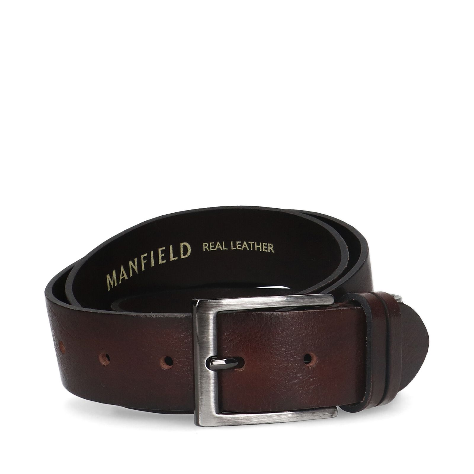Donkerbruine leren riem