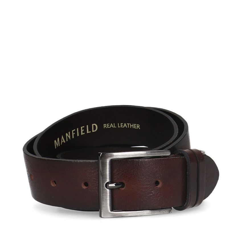 Donkerbruine leren riem