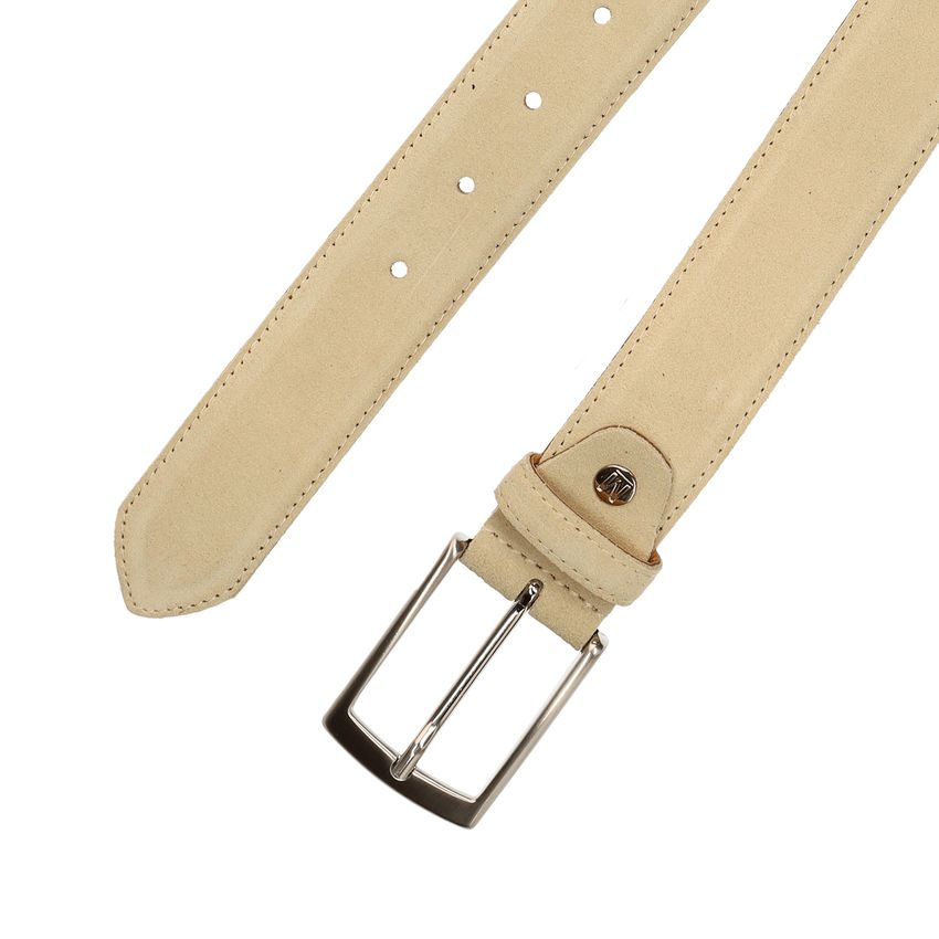 Beigefarbener Veloursleder-Gürtel