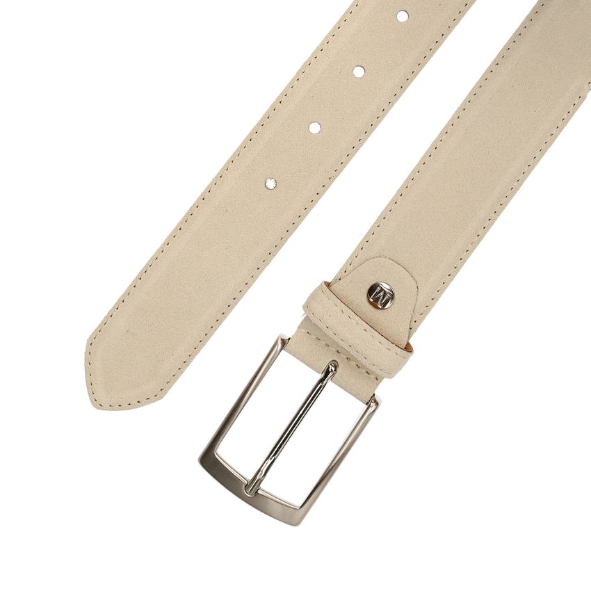 Beigefarbener Veloursleder-Gürtel
