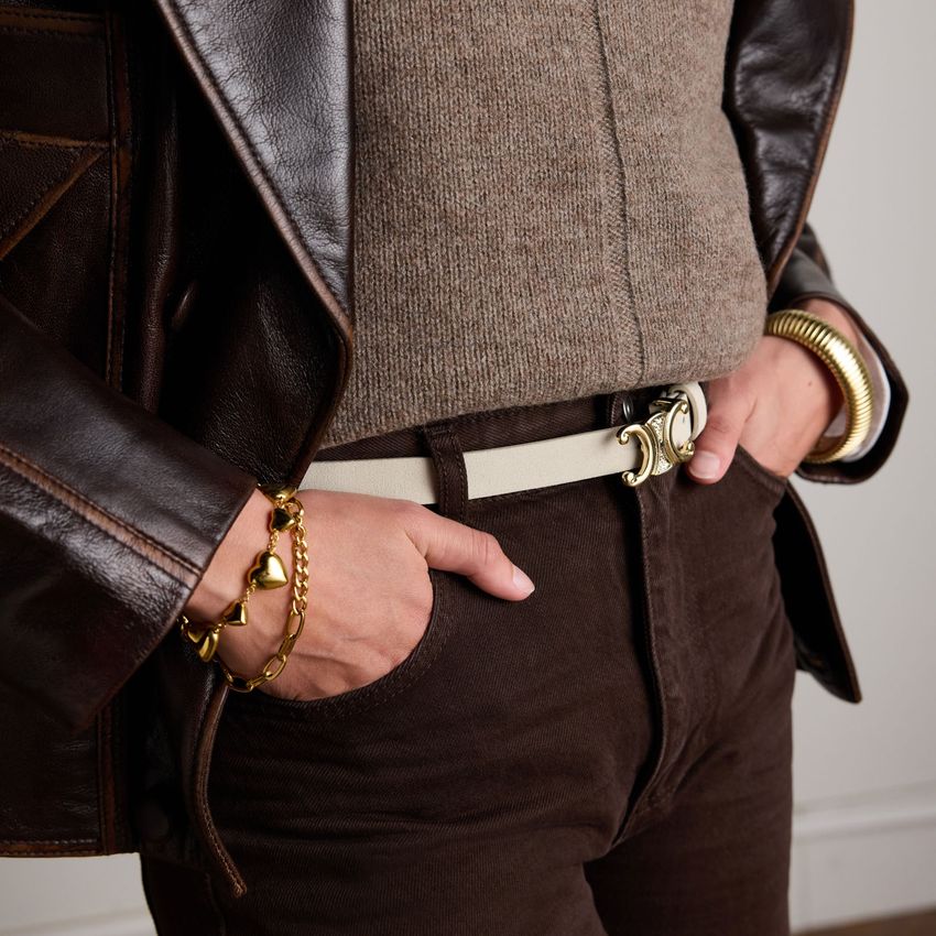 Beige suède dames riem