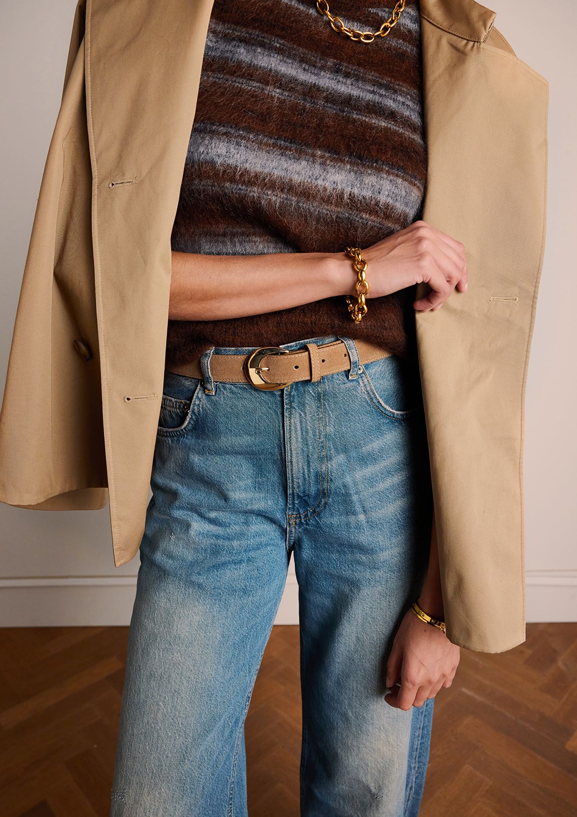 Taupe suède riem