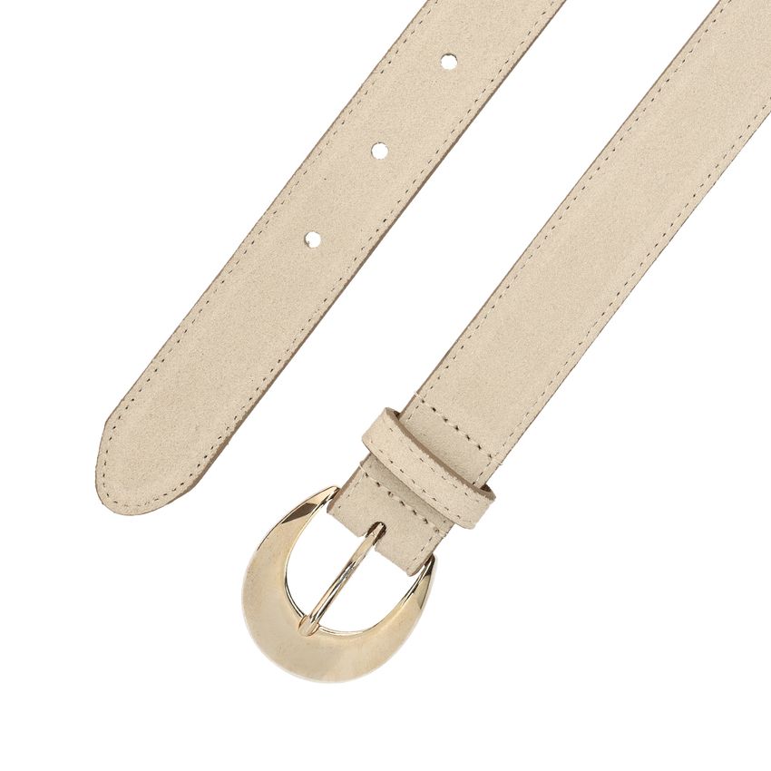 Beigefarbener Veloursleder-Gürtel