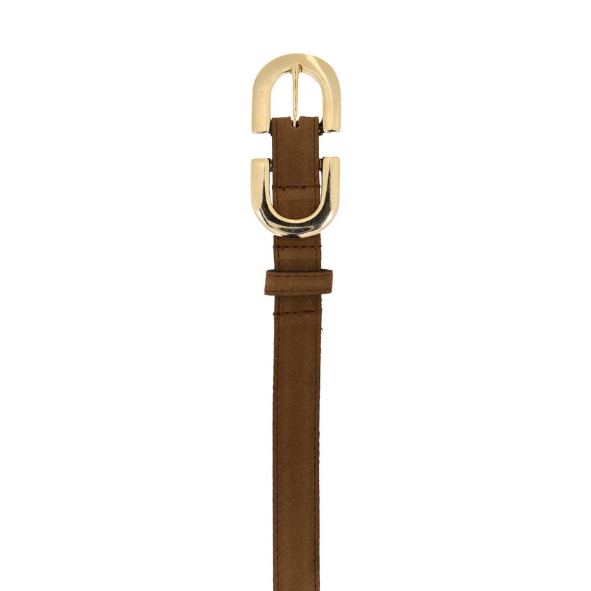Taupe suède riem met gouden chain