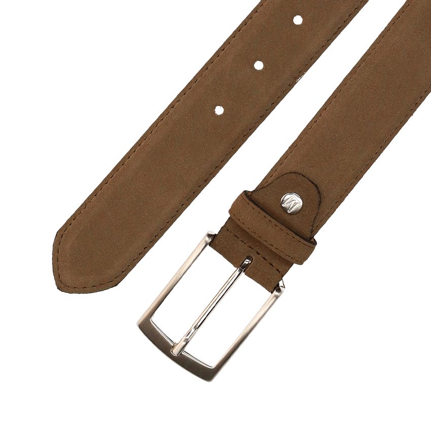 Taupefarbener Veloursleder-Gürtel