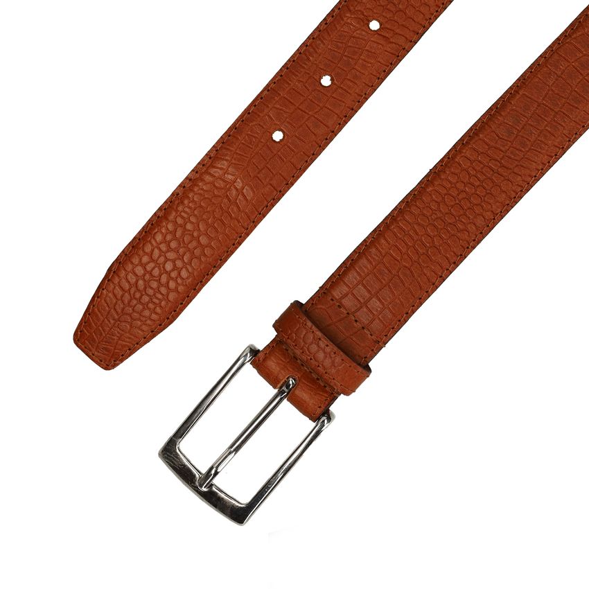Cognac leren croco riem